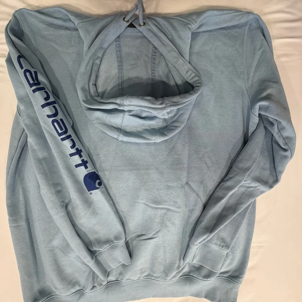 Carhartt Men's Light Blue Hoodie with Logo Sleeve, XL, new without tags - Picture 3 of 6